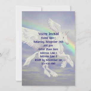 Convites Flying Unicorn Rainbow Party