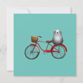 Convites Foca de desenho animado fofa em uma bicicleta