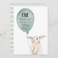 Fofa coelhinha com balão de aniversário