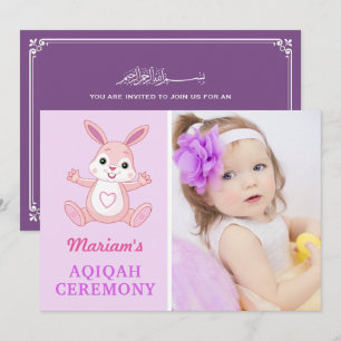 Convites Fofa Coelhinha Roxa Bebê Menina Foto Aqiqah