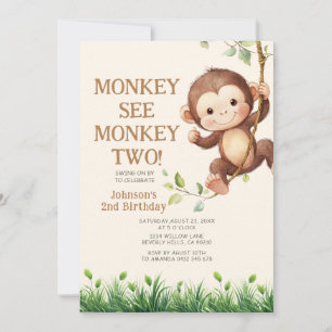 Convites Fofa do Macaco Vê Macaco Dois Safari 2º Aniversári