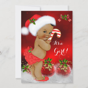 Convites Fofa Menina de Natal Vermelho Branco Chuveiro de B
