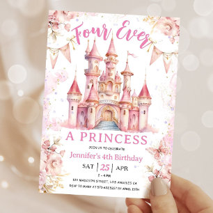 Convites Fofa Princesa para Sempre Aniversário de 4 anos Me