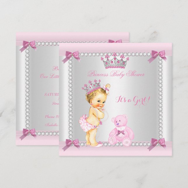 Convites Fofa Princesinha Chá de Bebê Menina Loira (Frente/Verso)