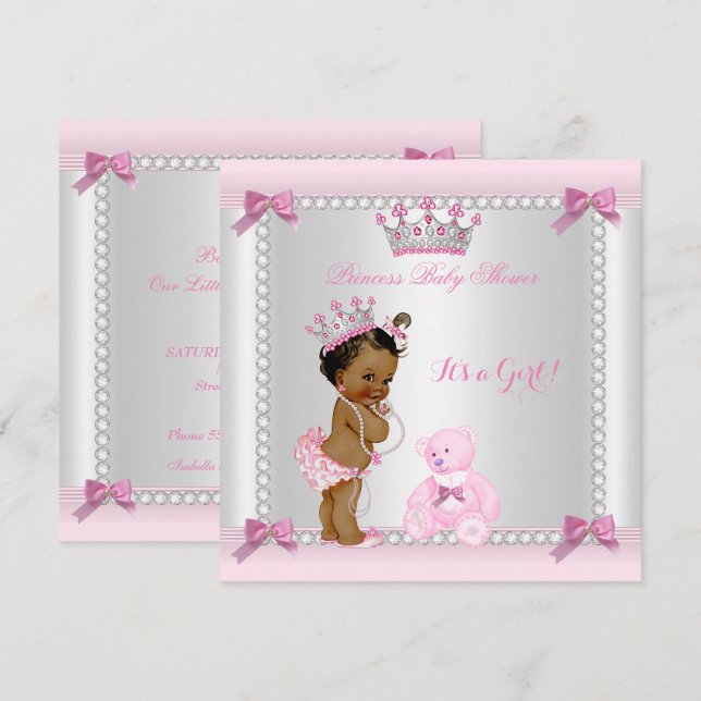Convites Fofa Princesinha Chuveiro de Bebê Menina Étnica (Frente/Verso)