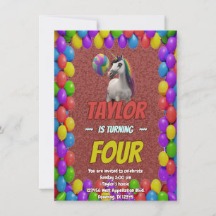 Convites Fofinho Bonito Unicórnio Pensado Aniversário Convi