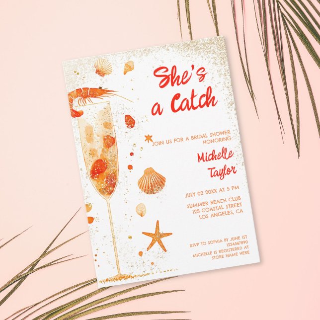 Convites Fofo Divertido Caprichoso Excêntrico Lagosta Camar (Cute Fun Whimsical Quirky Coastal Shrimp Lobster Invitation)