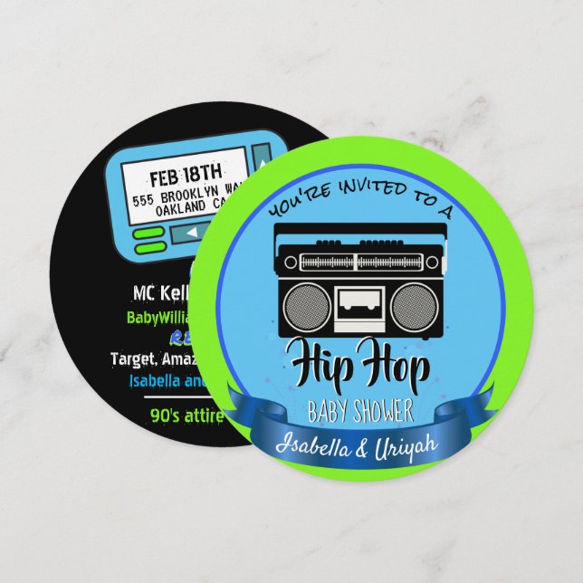 Convites Fofo Hip Hop Retro Antigo (Frente/Verso)