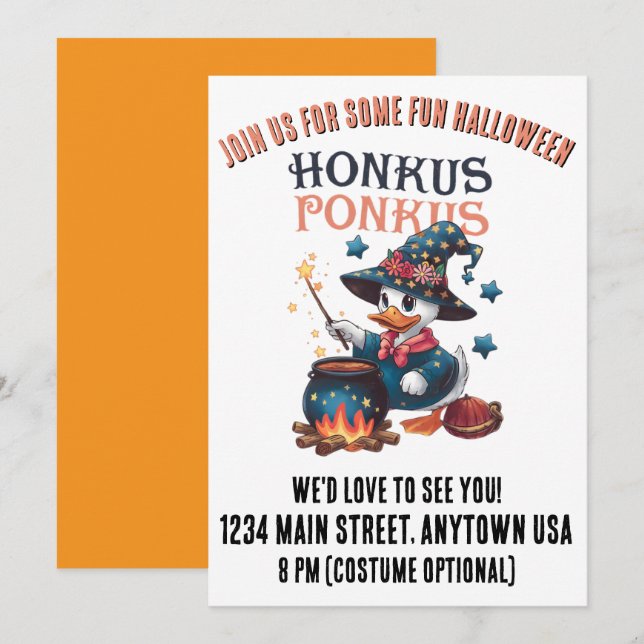 Convites Fofo Honkus Ponkus de Halloween (Frente/Verso)