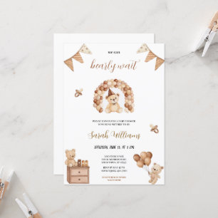 Convites fofo podemos esperar o bebê do urso pardo