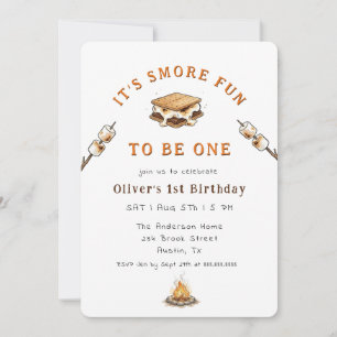 Convites Fofos Smores Acampamento 1º Aniversário 