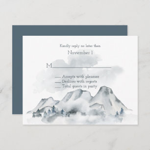 Convites Foggy Mountain Watercolor Weding RSVP