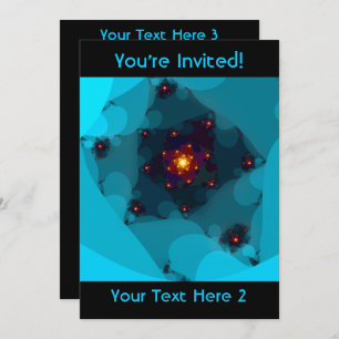 Convites Fogo De Gelo. Arte Fractal Azul.