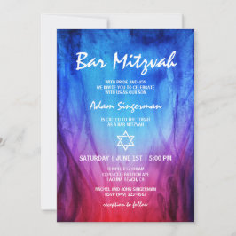 Convites Fogo e Gelo Azul Vermelho | Bar Mitzvah da Estrela