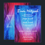 Convites Fogo Gelo Vermelho Azul |  Bar Mitzvah Estrela de<br><div class="desc">Convites de B'nai Mitzvah elegantes, azuis e vermelhos, com tema de fogo e gelo que você pode personalizar facilmente com os detalhes do seu evento. O design original de aquarela retrata as chamas dançantes de fogo e gelo em tons marcantes de azul safira e violeta vermelho profundo. Este modelo de...</div>