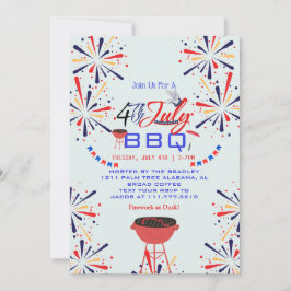 Convites Fogo Patriótico Vermelho Branco e Azul 4 de julho