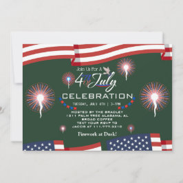 Convites Fogo Patriótico Vermelho Branco e Azul 4 de julho