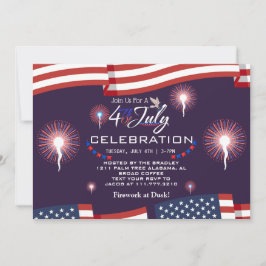 Convites Fogo Patriótico Vermelho Branco e Azul 4 de julho