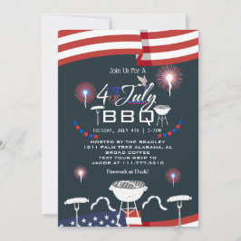Convites Fogo Patriótico Vermelho Branco e Azul 4 de julho