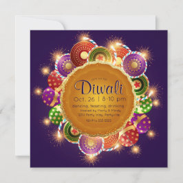 Convites Fogos de artifício coloridos Elegante Diwali