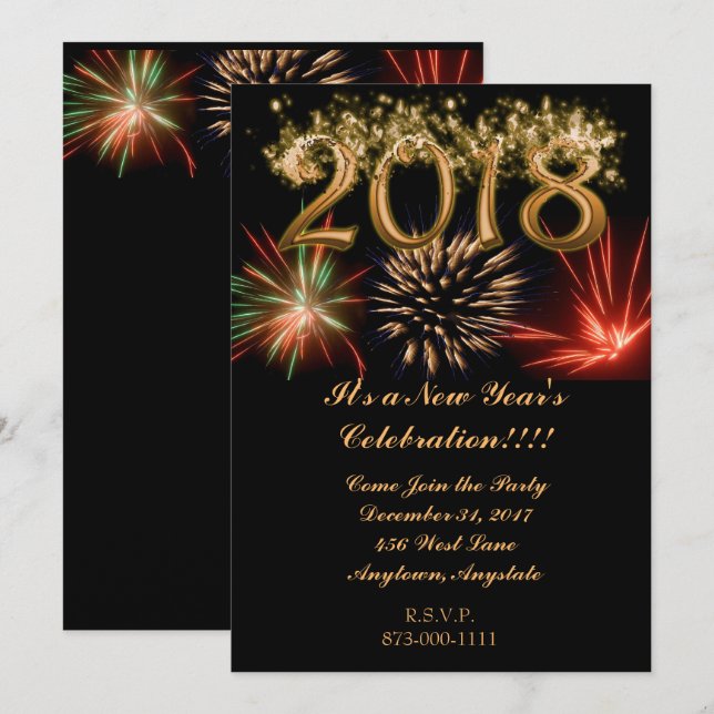 Convites Fogos de artifício de 2018 (Frente/Verso)