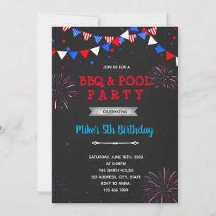 Convites fogos de artifício de 4 de julho um birthdayl