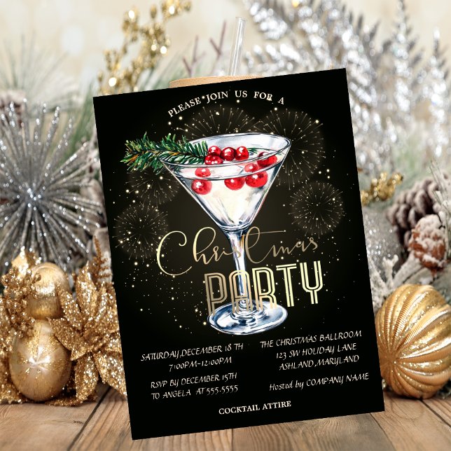 Convites Fogos de Artifício de Coquetel de Natal Empresa de (Criador carregado)
