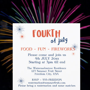 Convites Fogos de artifício de diversão de Comida 4 de ju