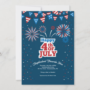 Convites Fogos de Artifício de Vizinhança do 4 de Julho