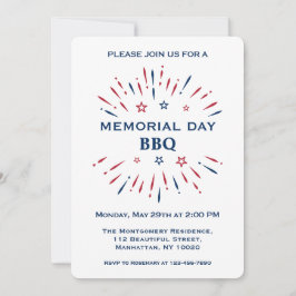 Convites Fogos de Artifício Divertidos Vermelho Branco Azul