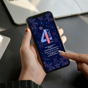 Convites Fogos de artifício do Dia da Independência 4 de ju