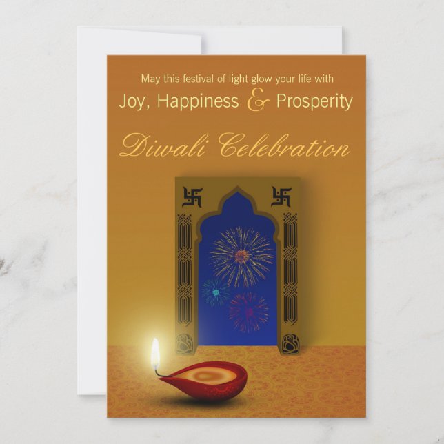 Convites Fogos-de-artifício felizes festivos de Diwali - (Frente)