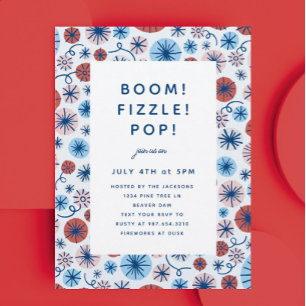 Convites Fogos de artifício Patrióticos 4 de julho Posto de