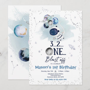 Convites Foguete Astronauta do Planeta de Festa de aniversá
