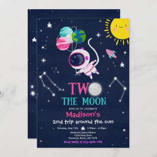 Convites Foguete do Astronauta do segundo aniversário Espac