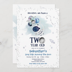 Convites Foguete do Astronauta do segundo aniversário Espac