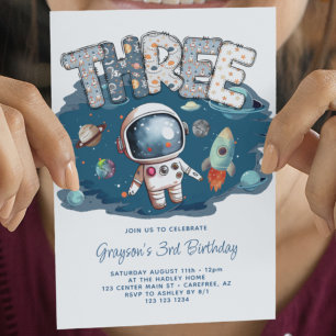 Convites Foguete Espacial Astronauta 3º Aniversário