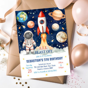 Convites Foguete Espacial Astronauta Galáxia Aniversário