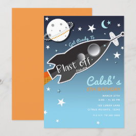 Convites Foguete Espacial decolar Festa de Aniversário