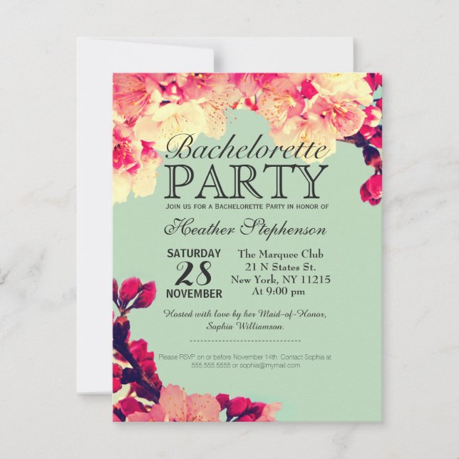 Convites Foguetes de cerejeira elegantes no chá russo (Frente)