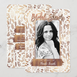 Convites Foil de Bronze Cobre Dourado Foto Moderno Chuveiro