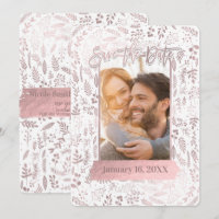 Foil de Ouro Rosa Moderno Save the Date com Foto