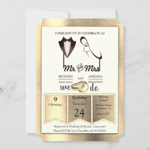 Convites Foil-Dourado-Prata-Latão Casamento Moderno