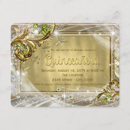 Convites Foil Dourado Quinceañera