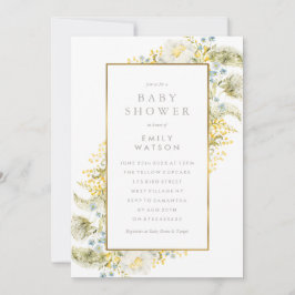 Convites Foil Frame Boho Wildflower Chá de fraldas em Honra