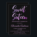 Convites Foil Púrpura Rosa Doce 16 Dezesseis Aniversário<br><div class="desc">Folha de Ombre rosa e roxa Doce 16 Dezesseis Convites de aniversário O Convite de aniversário Foil Moderno e Black Sweet 16 é perfeito para uma Festa de aniversário Sweet 16 moderna.</div>