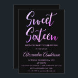 Convites Foil Púrpura Rosa Doce 16 Dezesseis Aniversário<br><div class="desc">Folha de Ombre rosa e roxa Doce 16 Dezesseis Convites de aniversário O Convite de aniversário Foil Moderno e Black Sweet 16 é perfeito para uma Festa de aniversário Sweet 16 moderna.</div>
