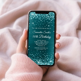 Convites Folha Azul Teal 50º Aniversário