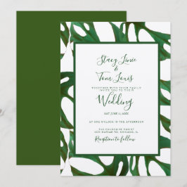 Convites Folha Botânica Monstera Verde Casamento Marrom