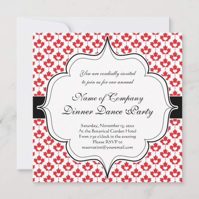 Convites Folha de bordo e coração canadenses do dia de (Frente)